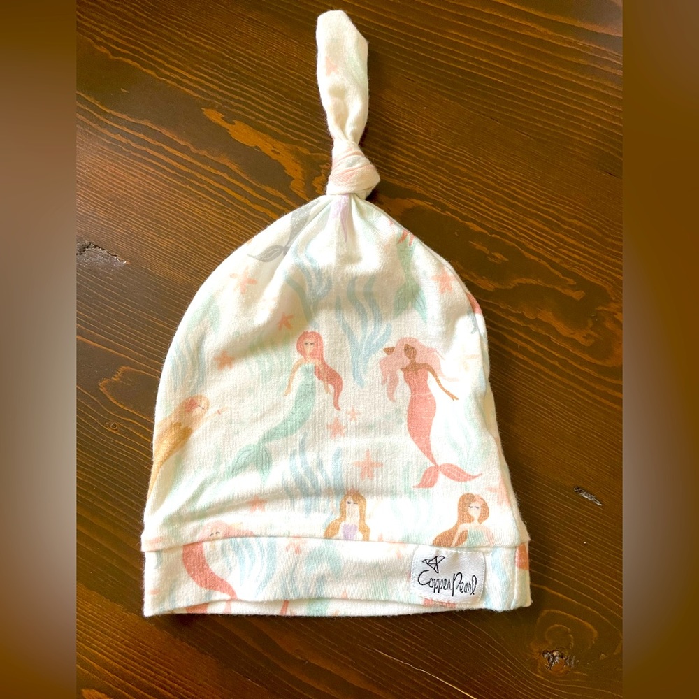 Copper Pearl top knot hat